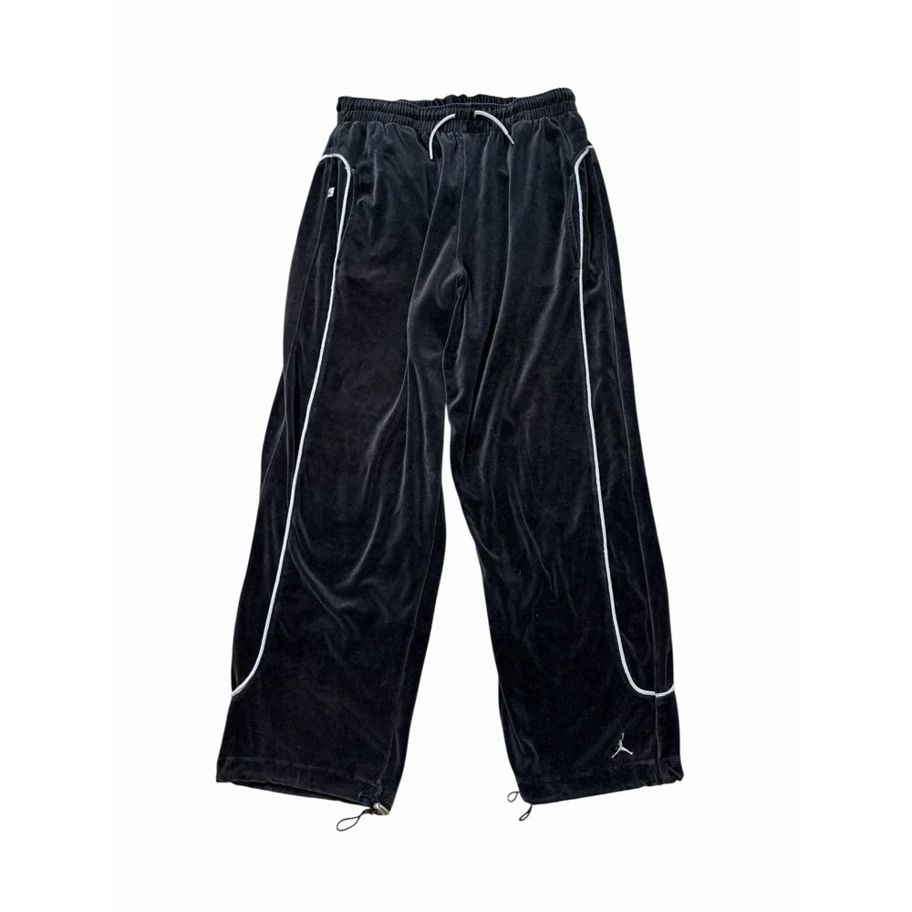 Vintage Y2K Air Jordan Black Velour Hooded Sweatsuit Men's Sz L Tracksuit‎ Set